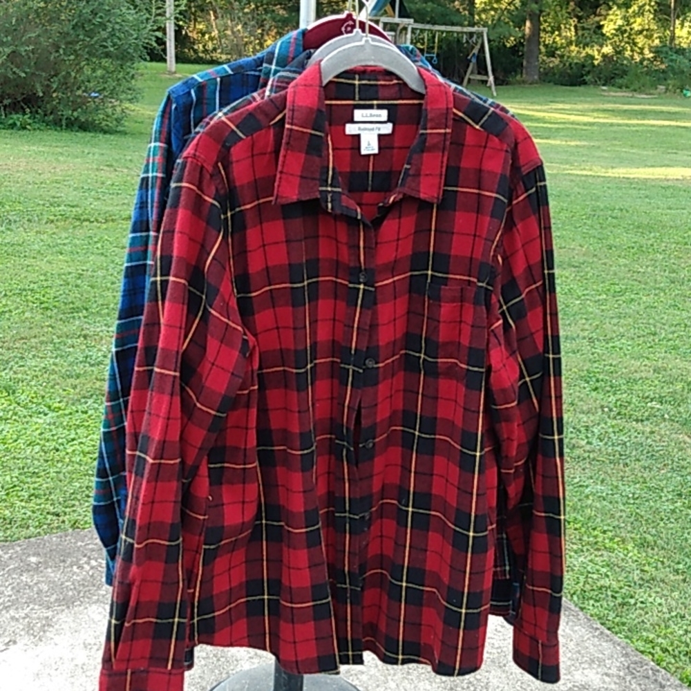 ll bean scotch plaid flannel shirt l, relaxed fit